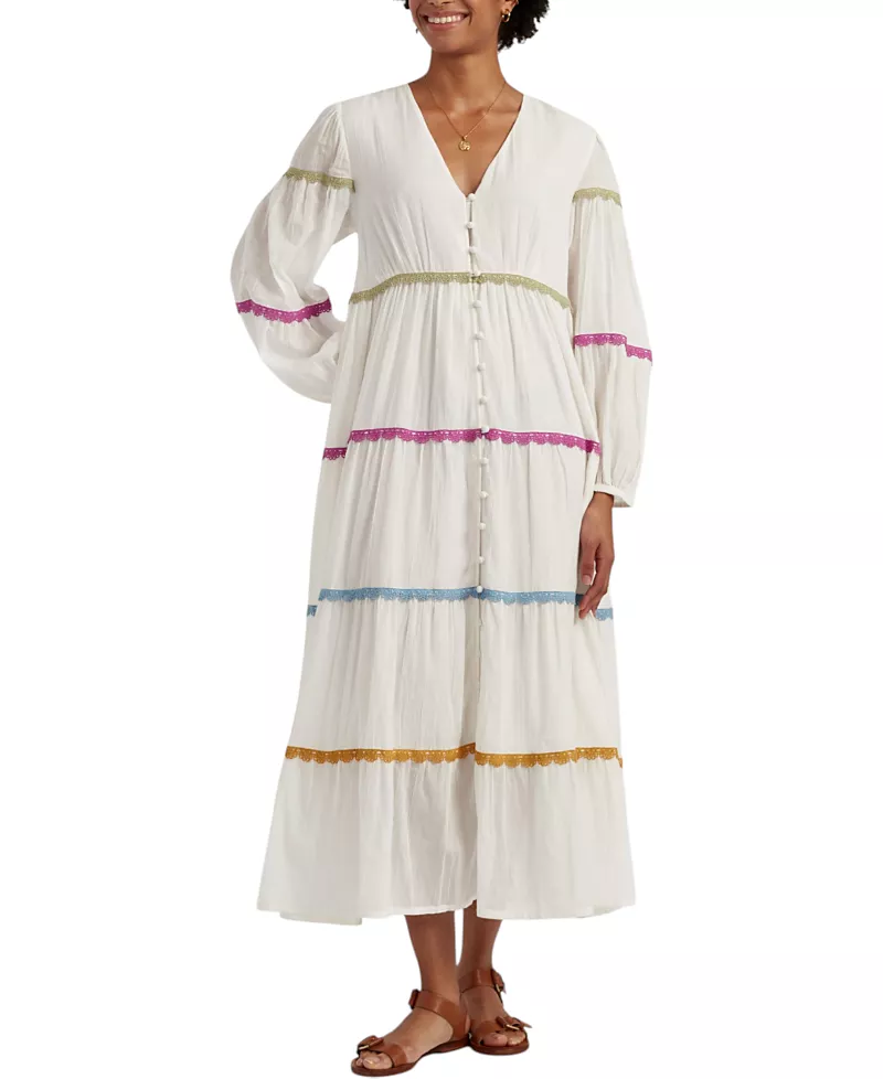 Chinti & Parker Women's Cotton Rainbow Scallop Dress