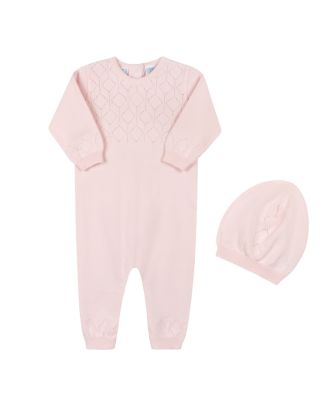 Unisex Lux Pointelle Knit Romper with Hat - Baby