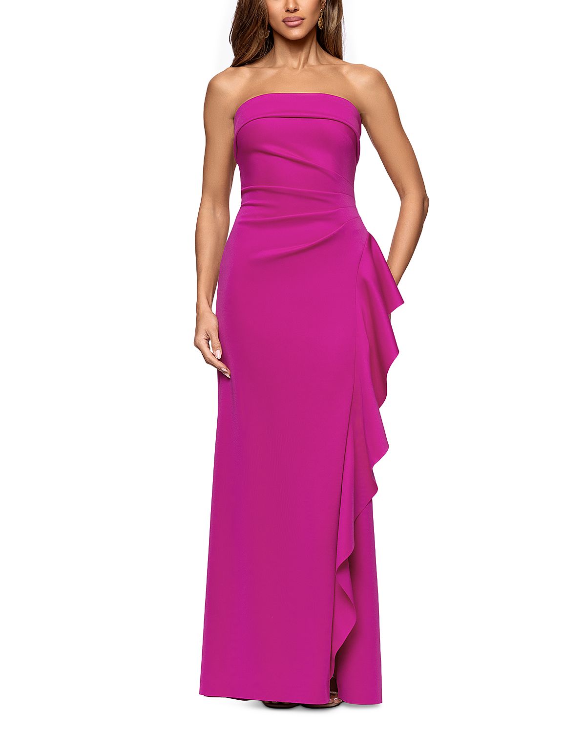 Aqua Scuba Strapless Gown - Exclusive
