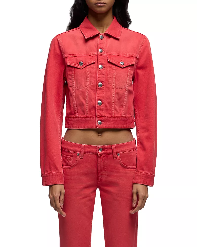 7 For All Mankind Shrunken Jean Jacket in Flame