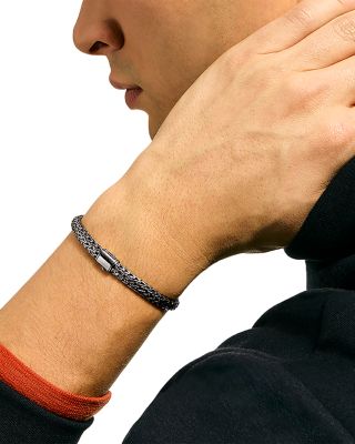 Dark Silver Icon Woven Link Bracelet, 6.5mm
