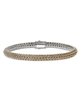 14K Yellow Bonded Gold & Sterling Silver Icon Reversible Woven Link Bracelet, 5mm
