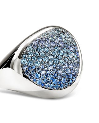 Sterling Silver Surf Multi Blue Gemstone Ombr&eacute; Pebble Ring