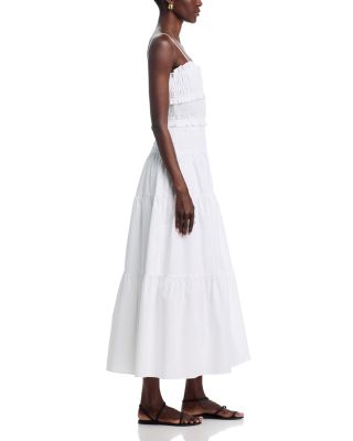 structured fit and flare dress Cotton Silk Dress, White, Fitted main image 0