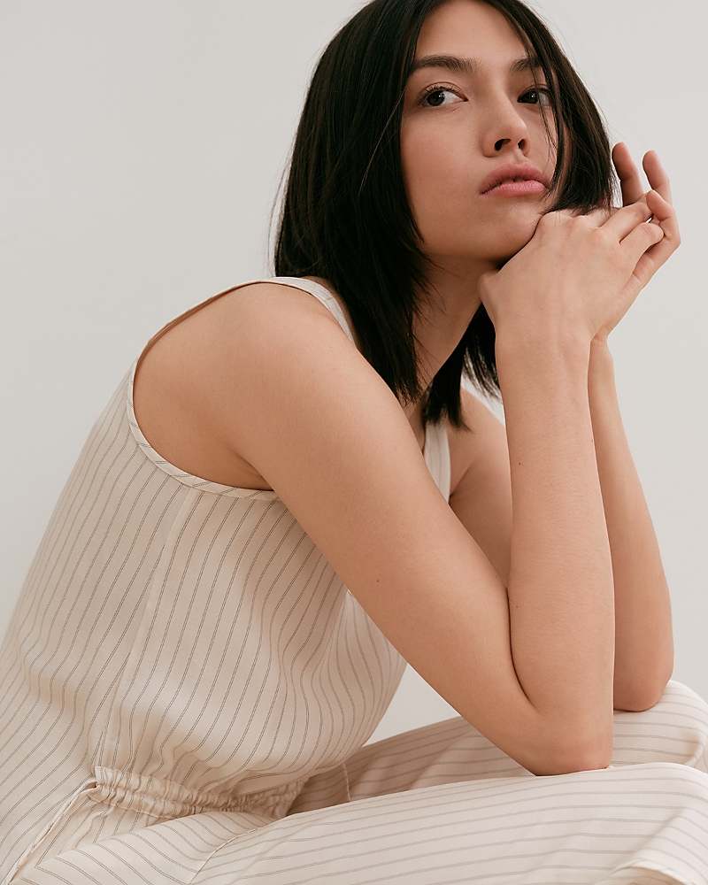 Theory Striped Washed Tie Easy Tank Top