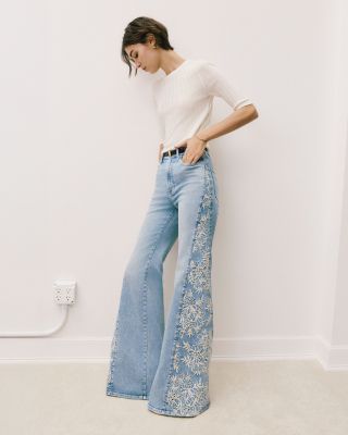 Joplin High Rise Wide Flare Leg Jeans in Silverwood Moon