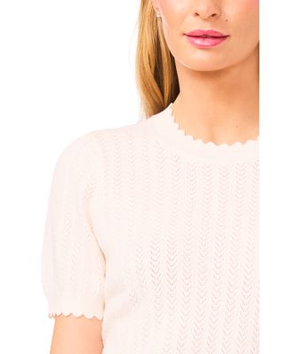 Pointelle Short Sleeve Sweater