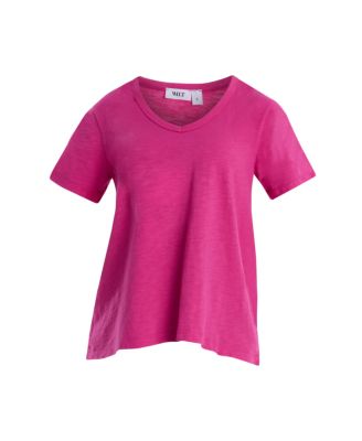 Deep V-Neck Ruched Sleeve Tee