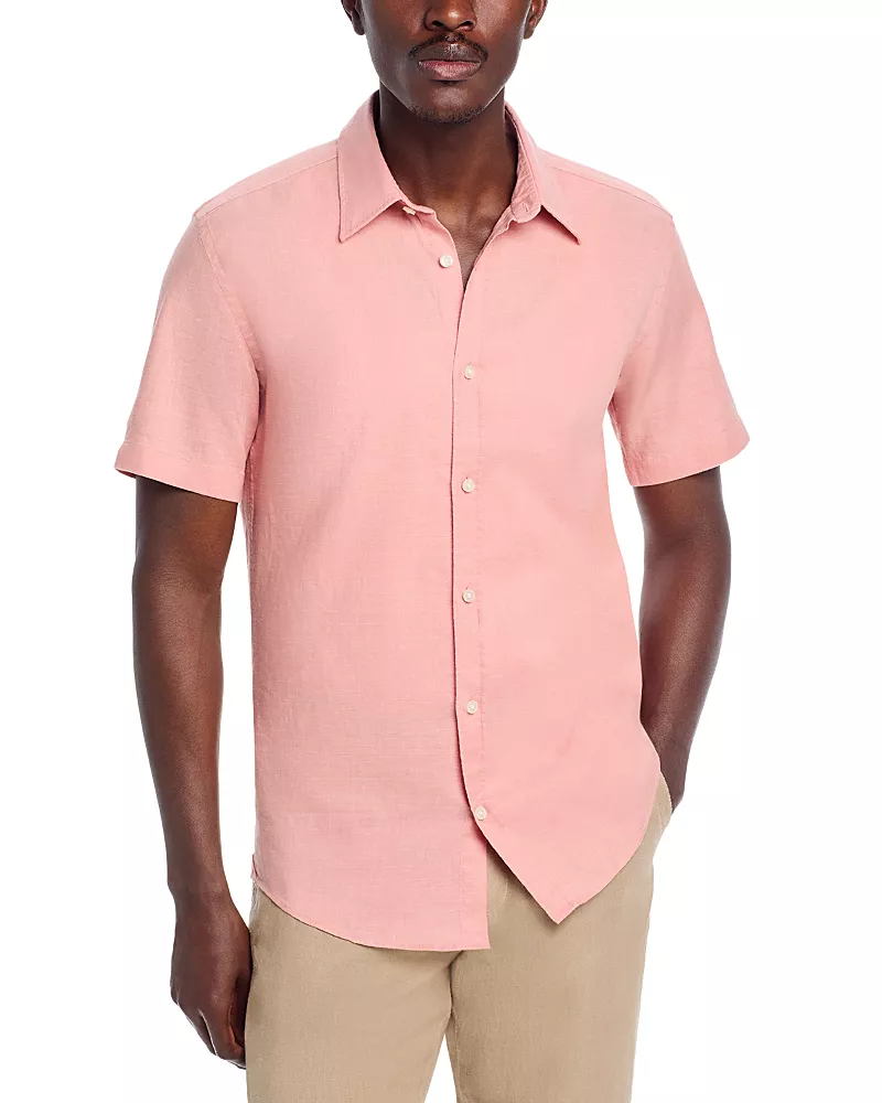 Boss Roan Slim Fit Linen Kent Collar Shirt