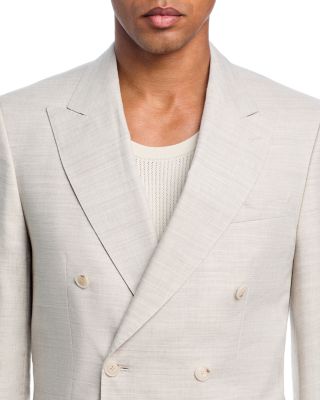 H-Huge Linen & Wool Herringbone Weave Double-Breasted Slim Fit Suit