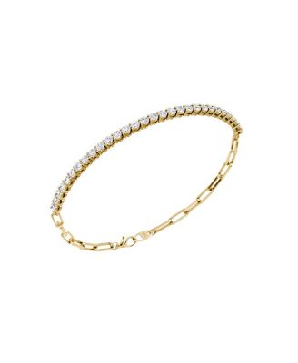  Paperclip Tennis Bracelet, Petite in 14K Gold, 1.2ctw Round Brilliant Lab Grown Diamonds