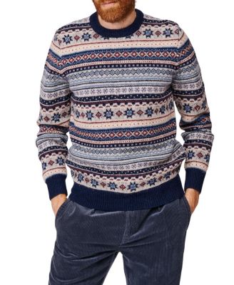  Fair Isle Crew Neck Wool Sweater