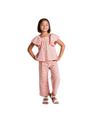  Girls' Knit Seersucker Top & Pant Set