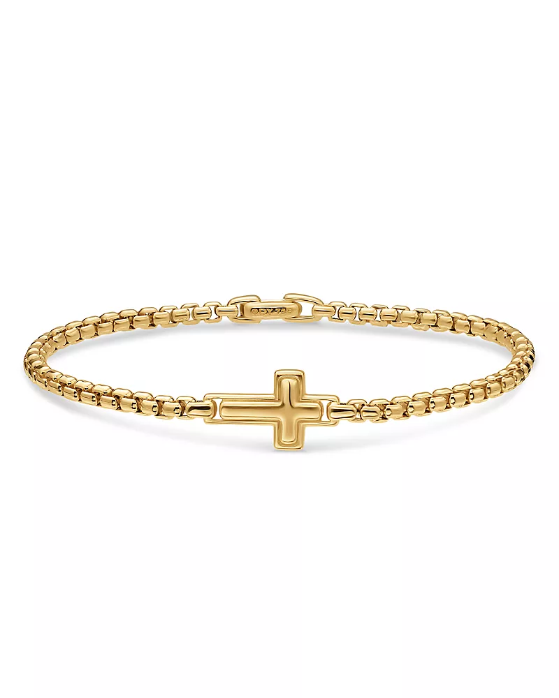 David Yurman Cross Station Bracelet in 18K Yellow Gold, 3.4mm