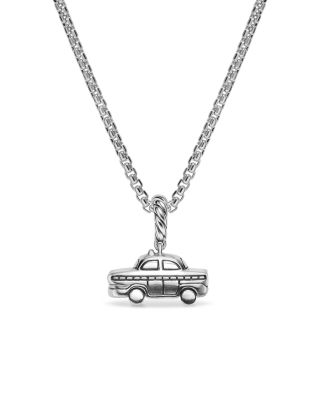Petite Taxi Amulet in Sterling Silver with Diamonds, 7.5mm