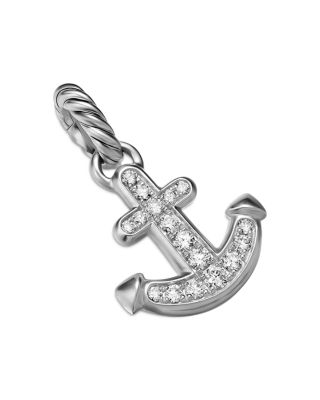 Anchor Amulet in Sterling Silver with Diamonds, 14.2mm