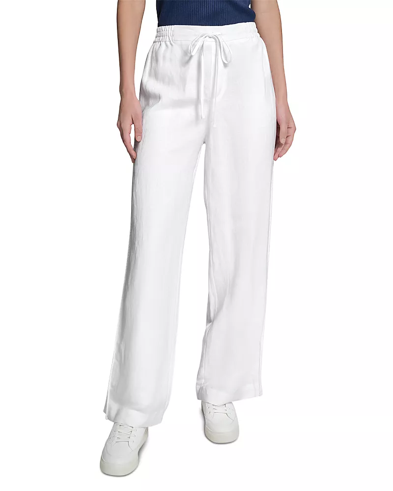 Karl Lagerfeld Paris Linen Viscose Drawstring Pants