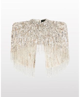  Ellen Mock-Neck Beaded Top