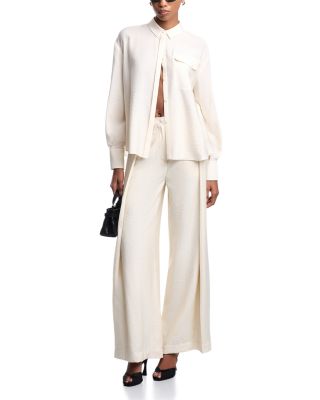 Textured Pleated Pants