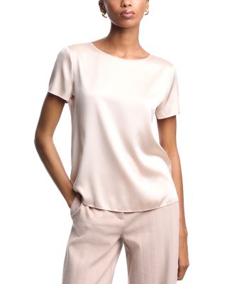 Silk Stretch Satin Short Sleeve Top