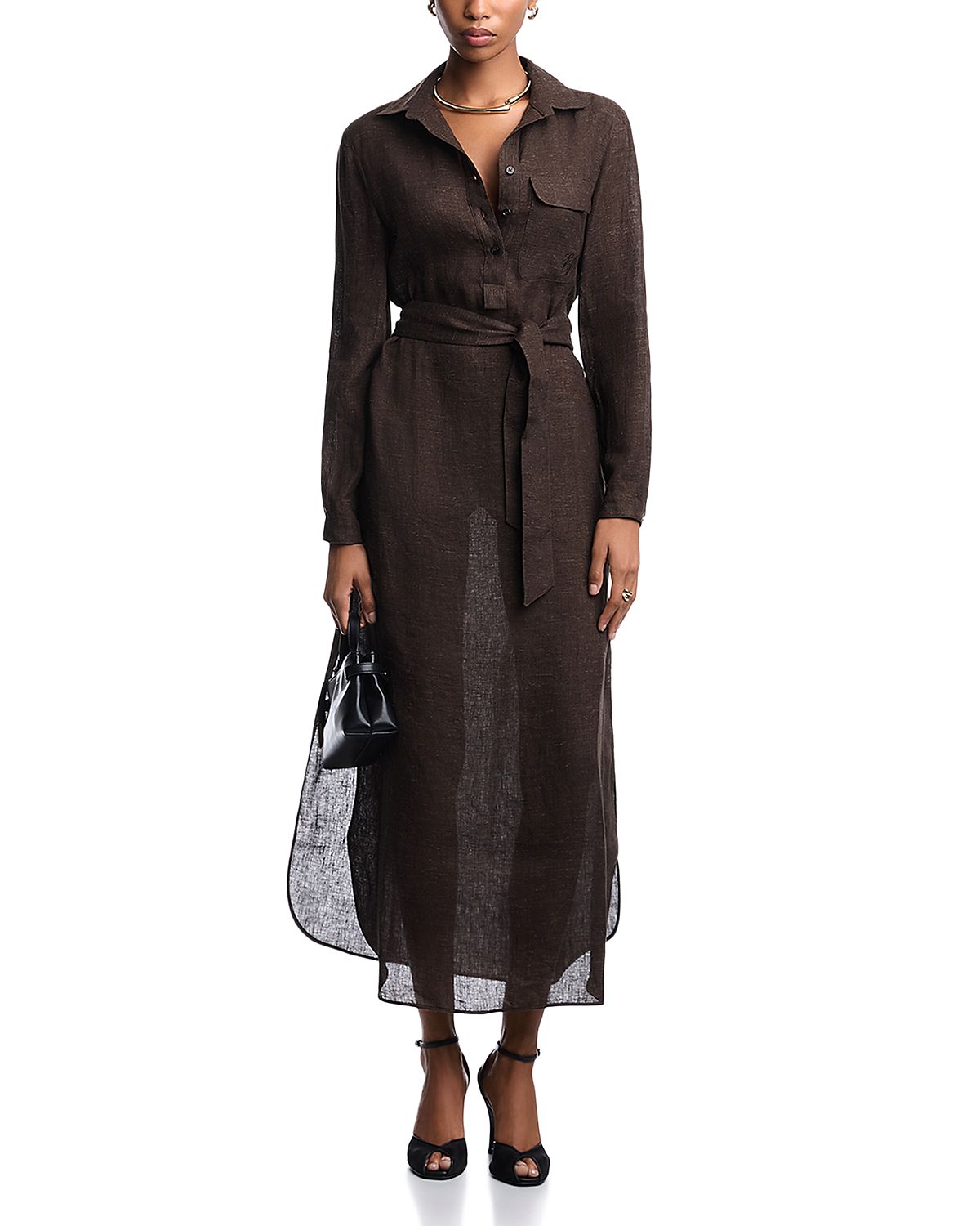 Emporio Armani Linen Blend Chambray Dress