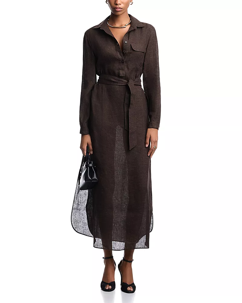 Emporio Armani Linen Blend Chambray Dress