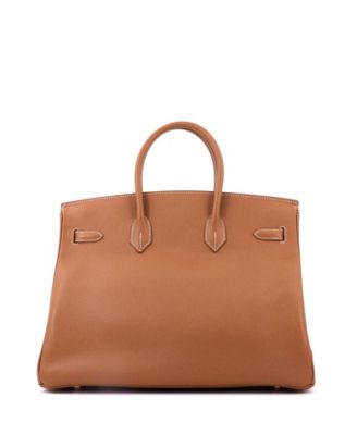 Birkin 35 Handbag Brown Veau Grain Lisse with Gold Hardware