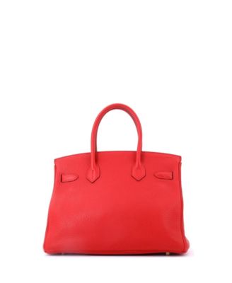 Birkin 30 Handbag Red Clemence with Gold Hardware