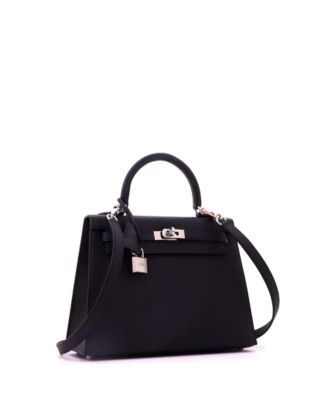 Kelly 25 Handbag Black Epsom with Palladium Hardware