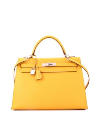 Kelly 32 Handbag Yellow Epsom with Palladium Hardware