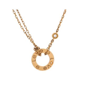  2 Diamonds Love Pendant Necklace 18K Gold and Diamonds, 16"