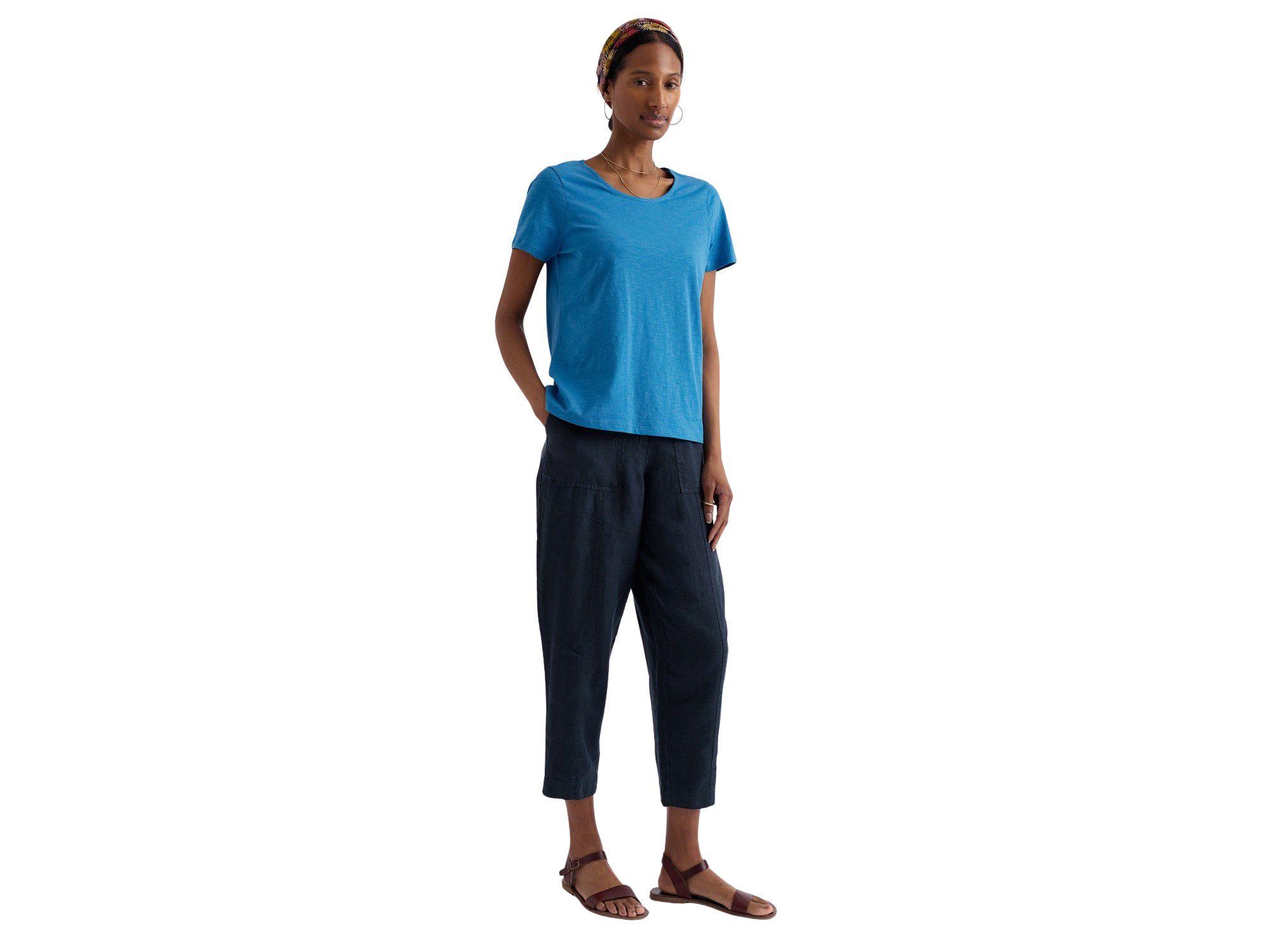 Saltings Linen Cropped Trousers — Image 4