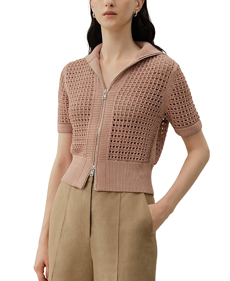 Lilysilk Toscana Pointelle Knit Double-Zip Cardigan