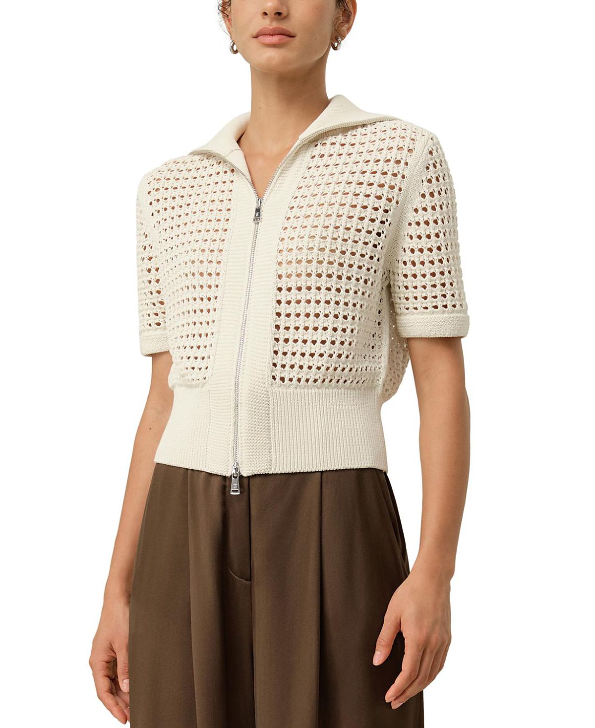 Lilysilk Toscana Pointelle Knit Double-Zip Cardigan
