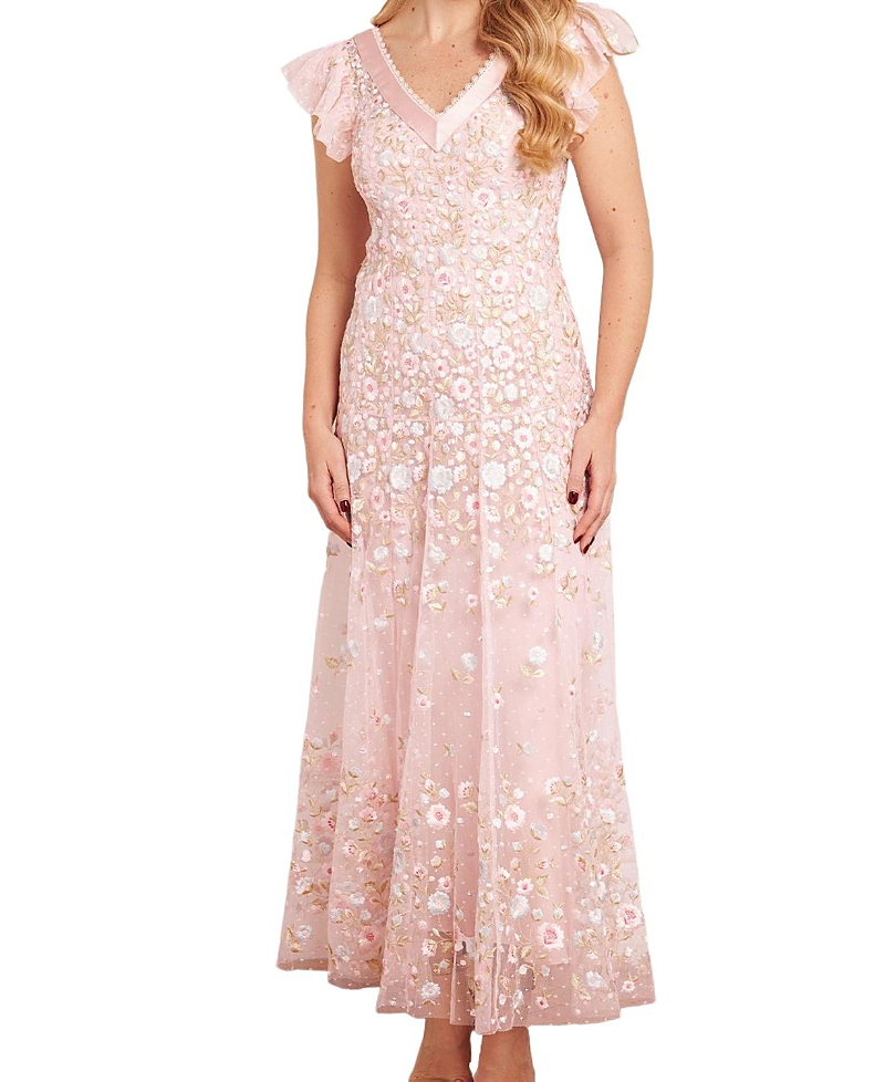 Needle & Thread Ethereal Blooms Short Sleeve Ankle Gown