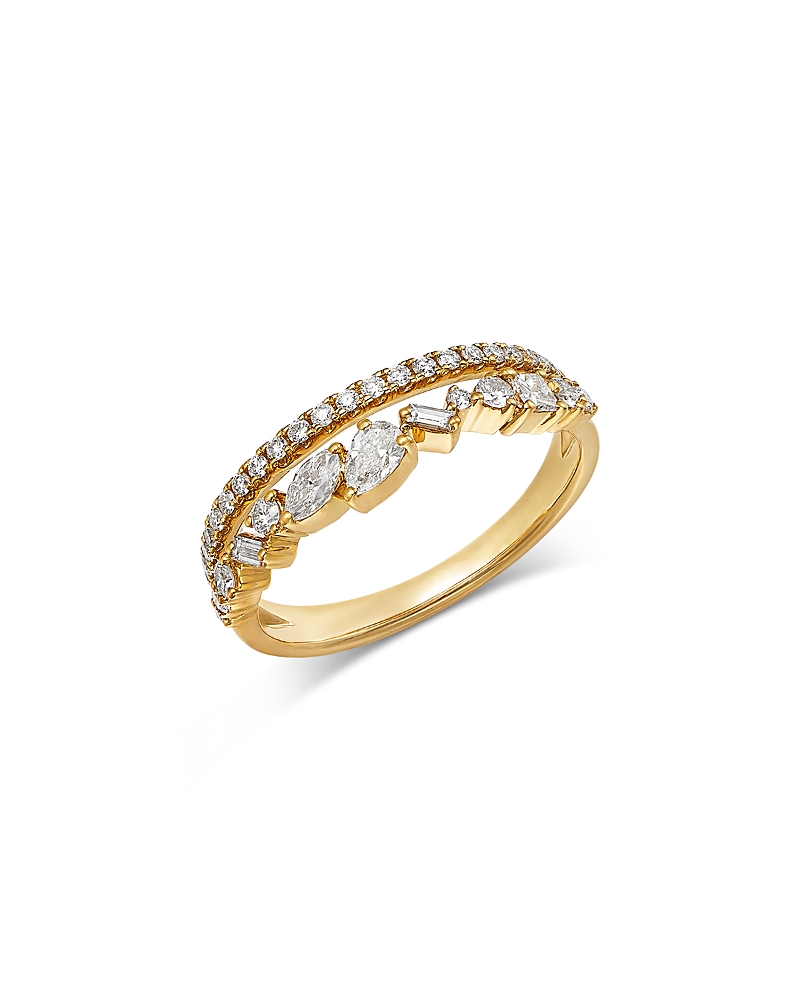 Bloomingdale's Fine Collection Diamond Mixed Cut Double Band Ring in 18K Yellow Gold, 0.56 tcw