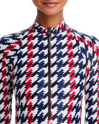 Half Zip Long Sleeve One Piece Swimsuit