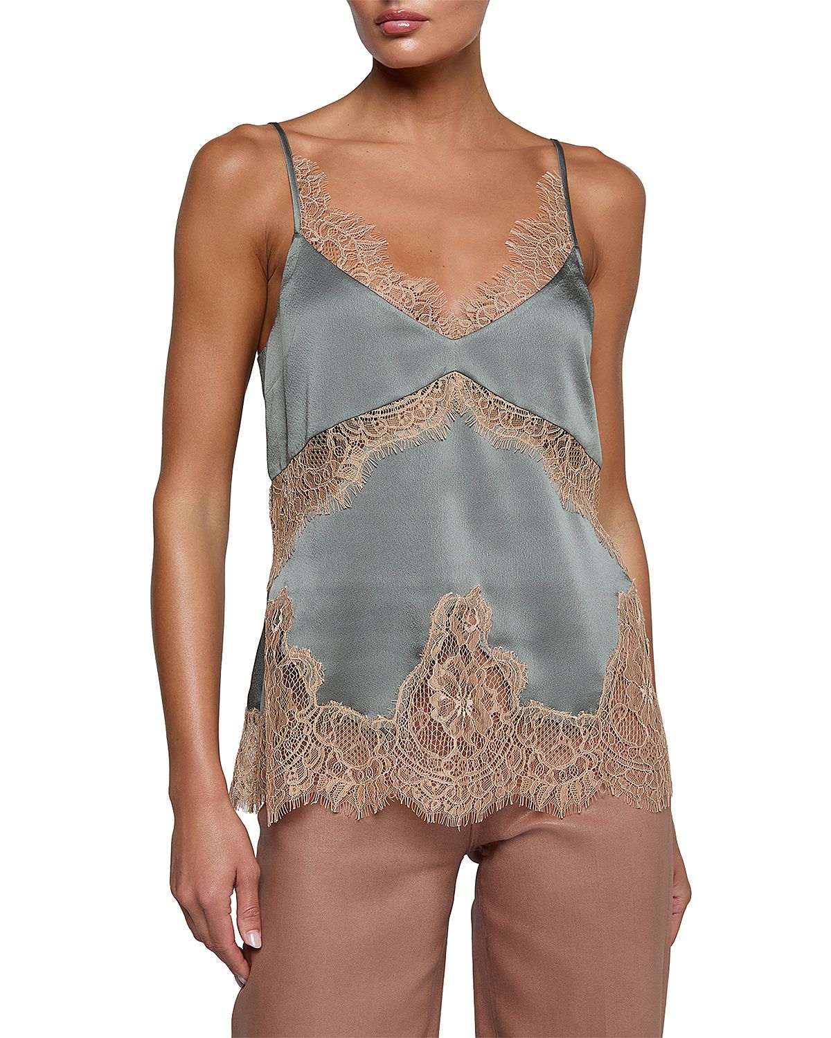 L'Agence Mitsu Lace Trim Camisole Top