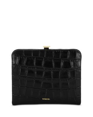 Croc-Embossed Leather Frame Wallet
