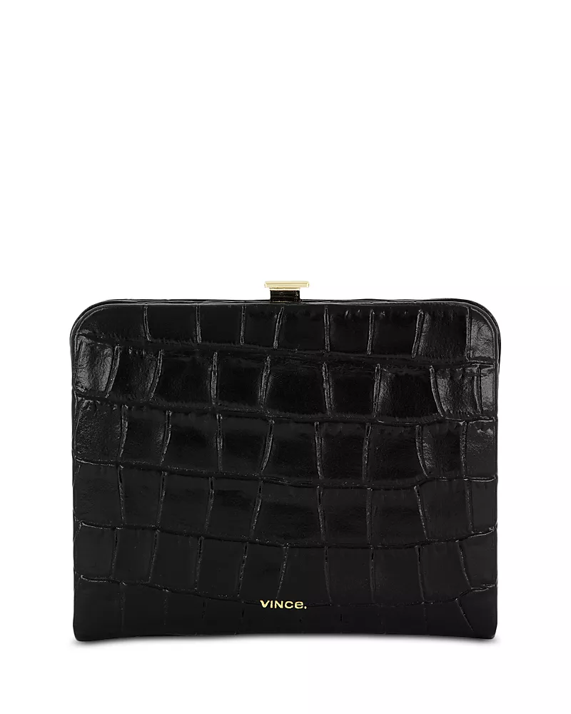 Vince Croc-Embossed Leather Frame Wallet