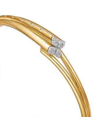 18K White & Yellow Gold Love in Verona Diamond Bypass Bangle Bracelet
