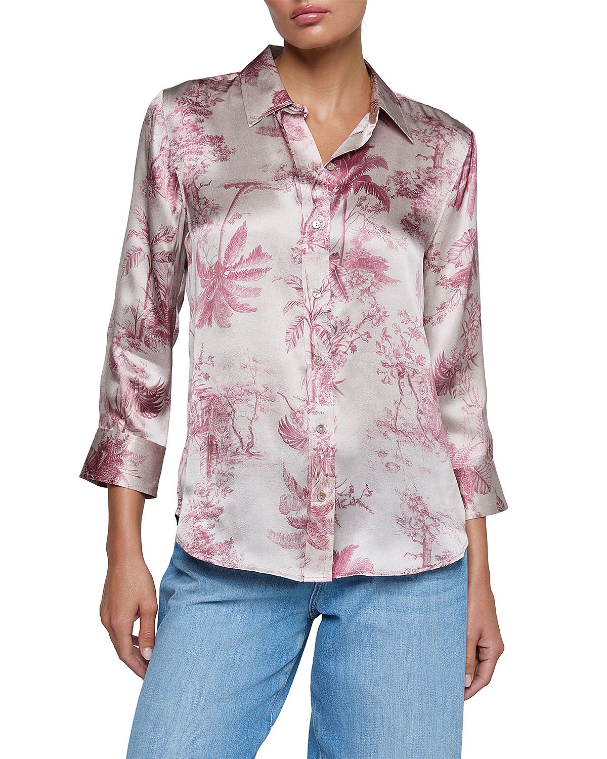 L'Agence Dani Silk Three Quarter Sleeve Blouse