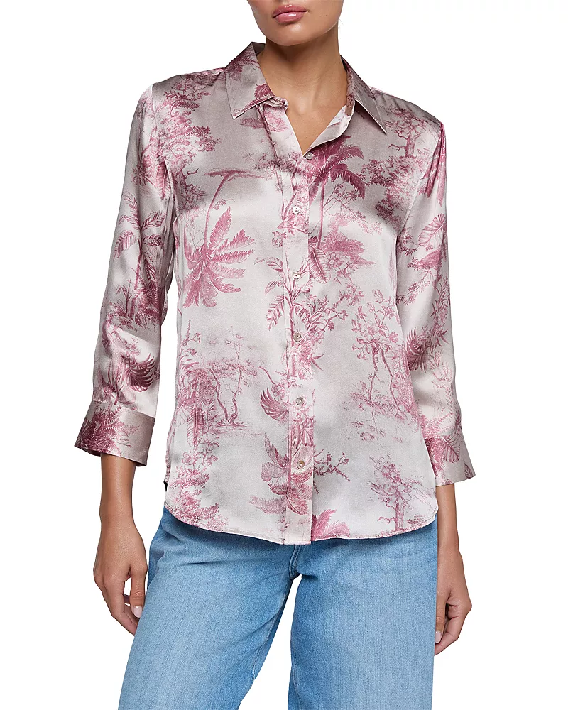 L'Agence Dani Silk Three Quarter Sleeve Blouse