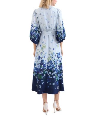 Noella Blue Floral Shirt Midaxi Dress 