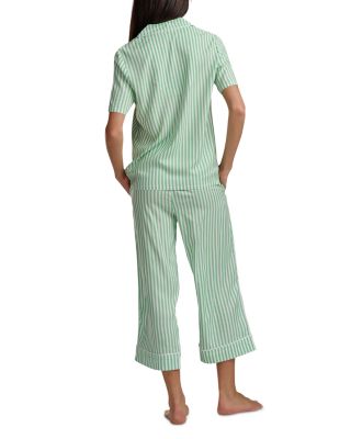Notch Collar Cropped Pajama Set