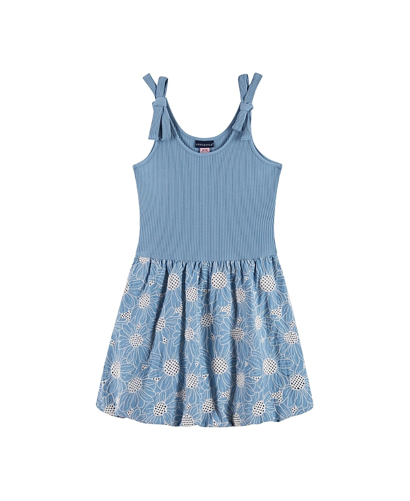 Andy & Evan Girls' Rib Knit Bow Shoulder Dess - Big Kid