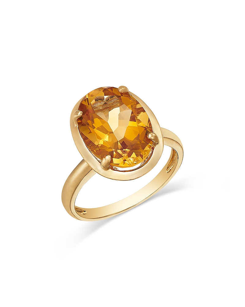 Bloomingdale's Fine Collection Citrine Oval Ring in 14K Yellow Gold