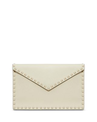 Large Studded Leather Flat Pouchette
