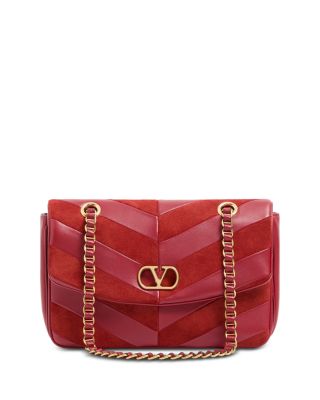 Djuna Medium VLogo Leather & Suede Shoulder Bag