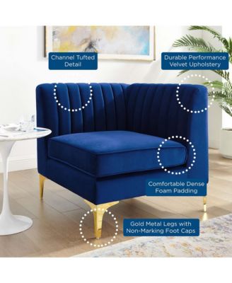  Triumph Channel Tufted Performance Velvet Sectional Sofa Corner Chair